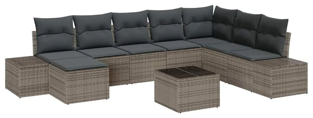 Conjunto de Sofás de Jardim de 8 Peças da com Almofadas Pretas em Ratt