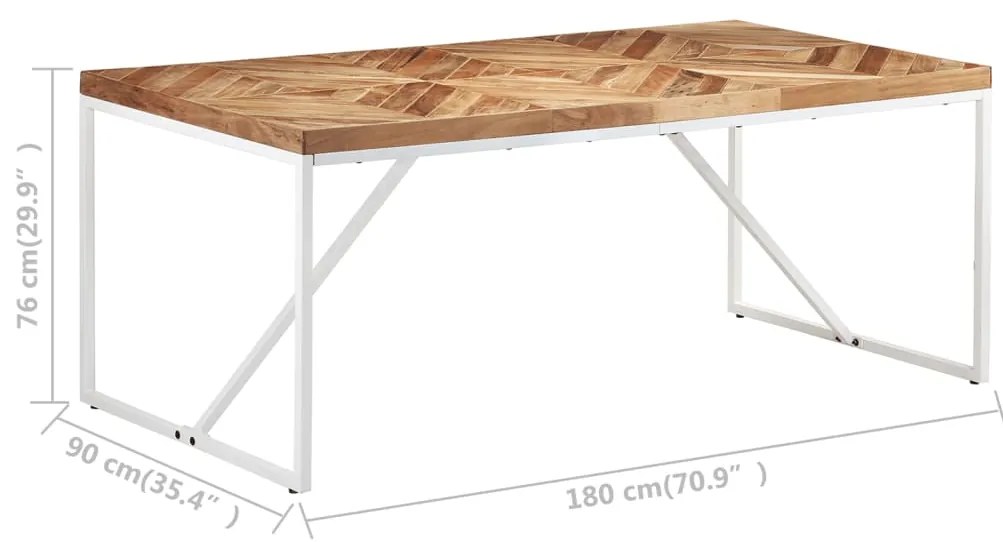 Mesa de jantar 180x90x76 cm madeira acácia maciça e mangueira