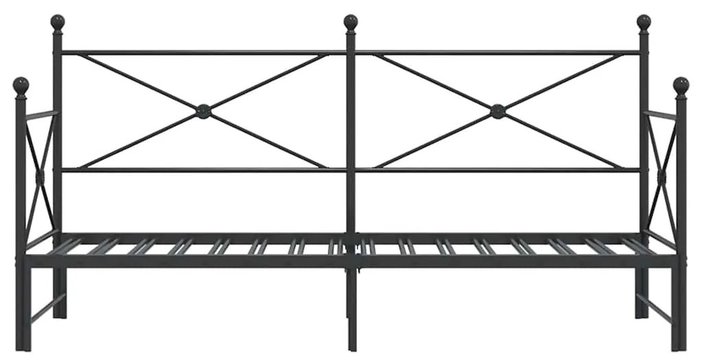 Cama de dia com gavetão sem colchão 80x200 cm aço preto
