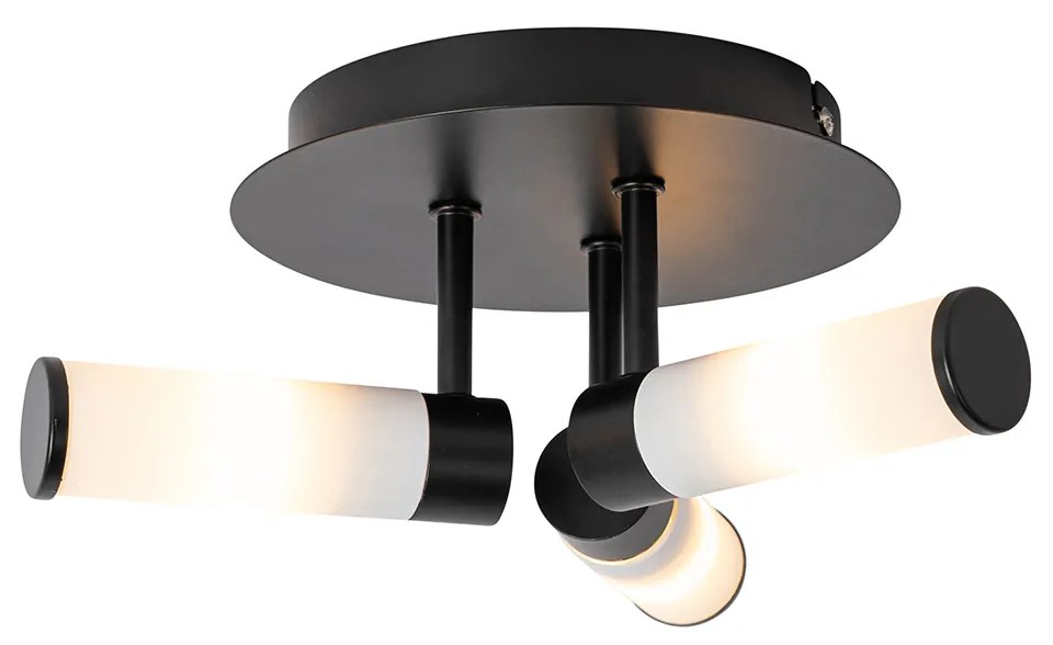 Candeeiro de teto moderno para casa de banho preto 3 luzes IP44 - Bath Moderno