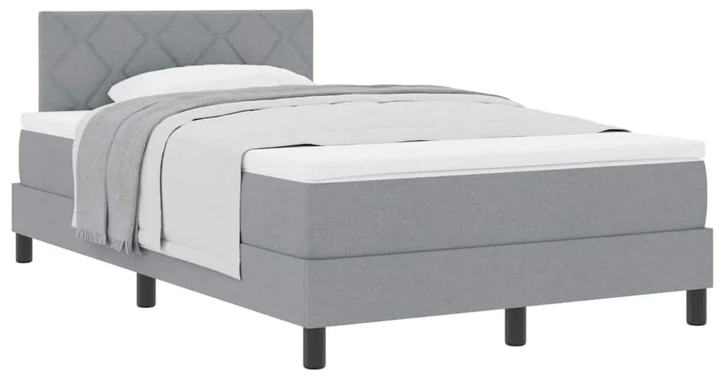 Cama Box Spring com Colchão Cinza Claro 120x200 cm Tecido