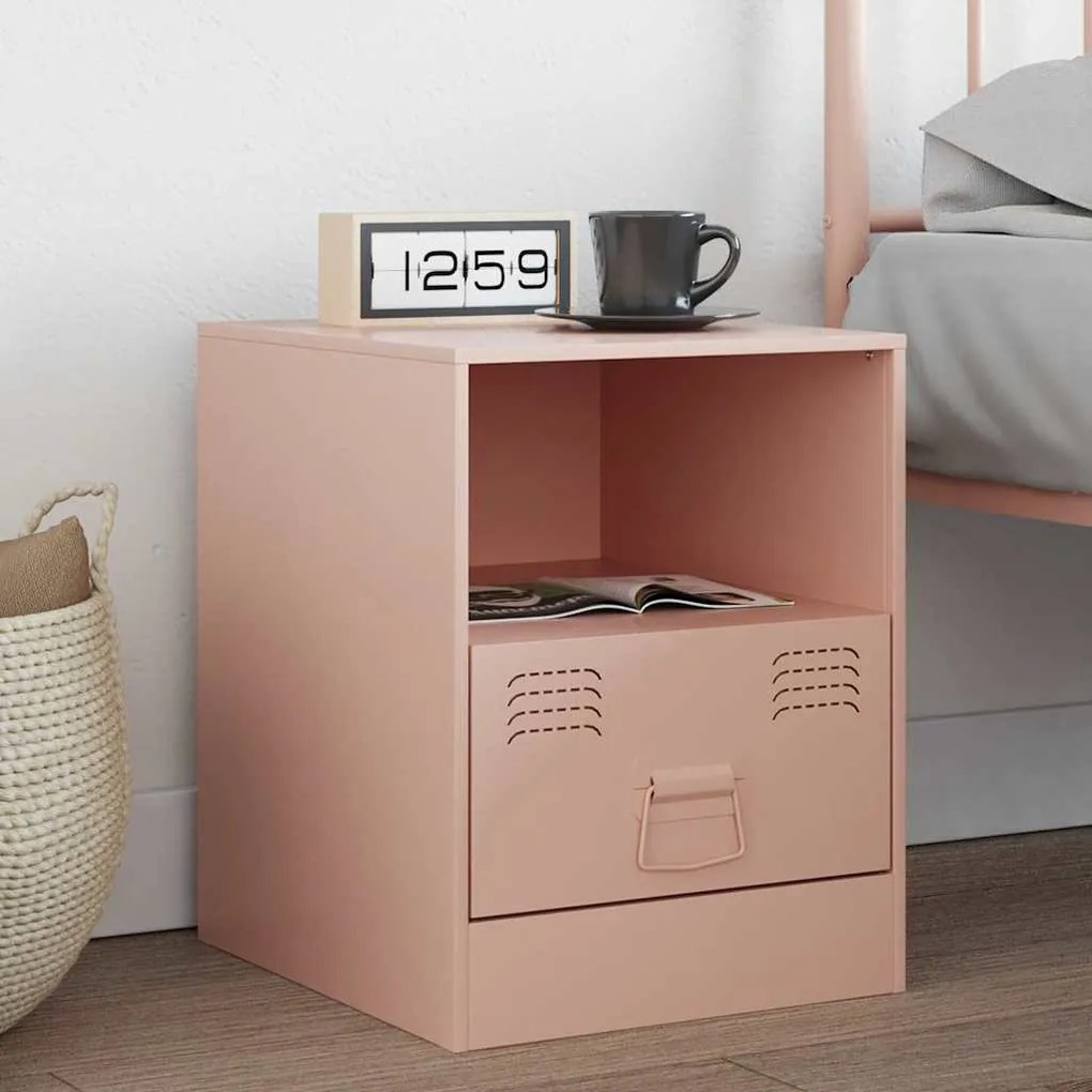 Mesa de cabeceira 34,5x39x44 cm aço rosa