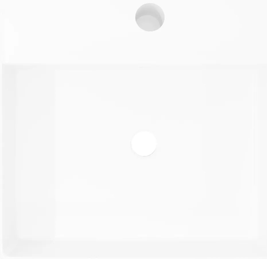 Lavatório cerâmica quadrado luxuoso, furo descarga e torneira 41x41cm