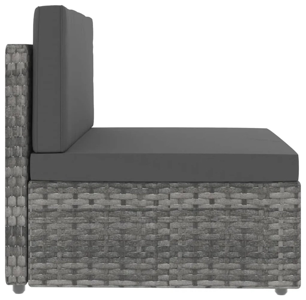 6 pcs conjunto lounge de jardim vime PE cinzento