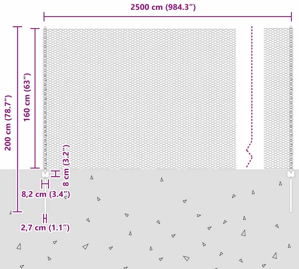 Postes de Cerca vidaXL 22 pcs U-Channel 160 cm Aço Galvanizado
