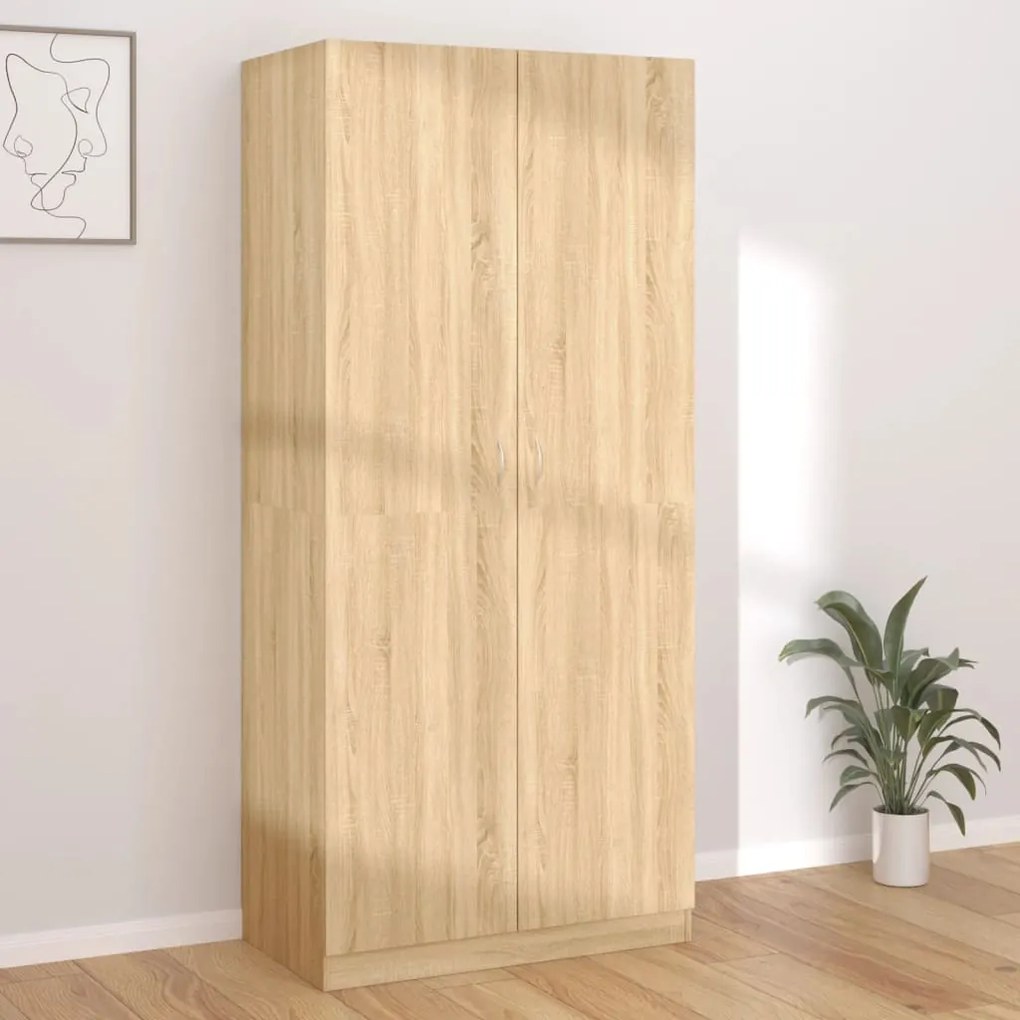 800633 vidaXL Roupeiro 90x52x200 cm contraplacado carvalho sonoma