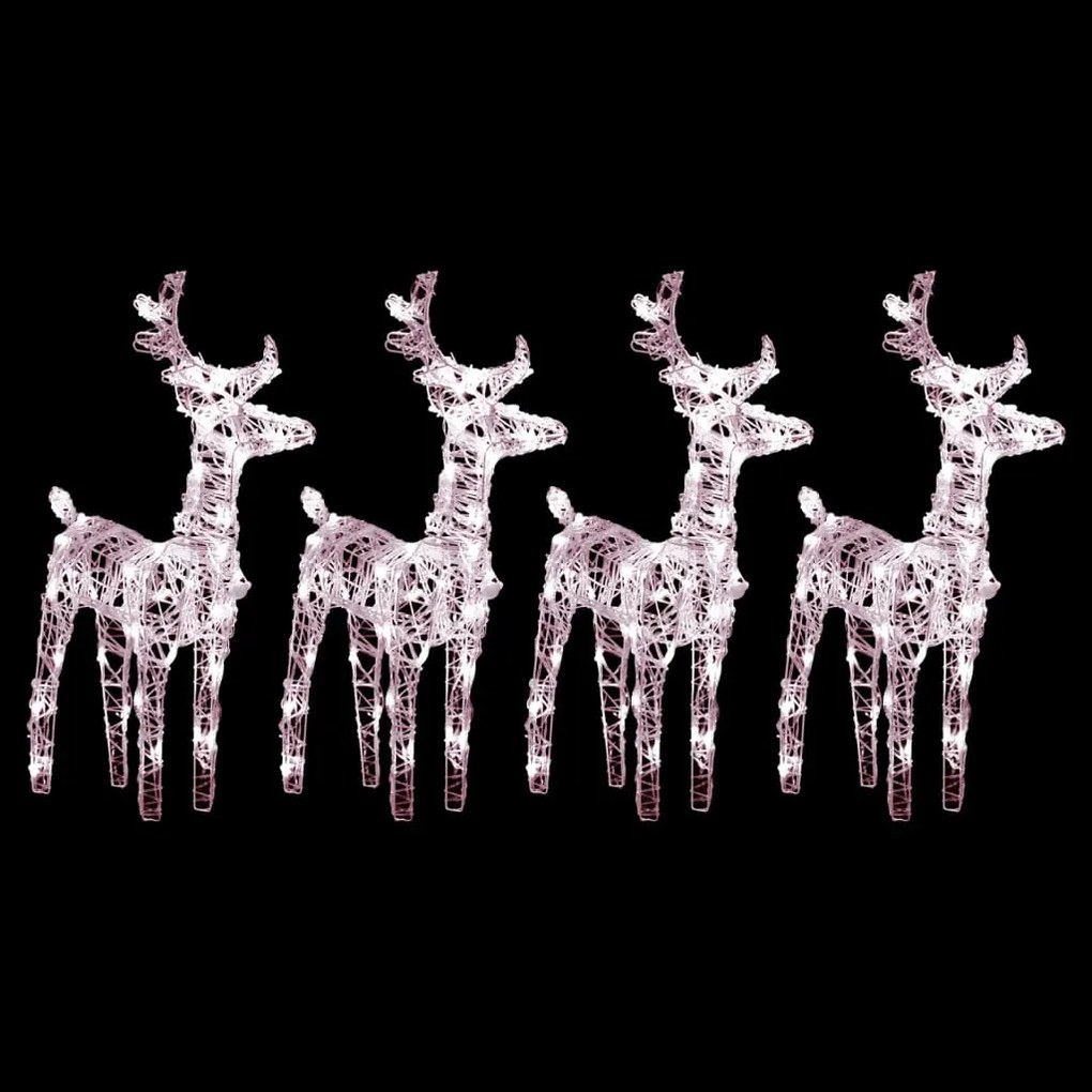 3154252 vidaXL Renas de Natal 4 pcs 160 LEDs acrílico branco quente