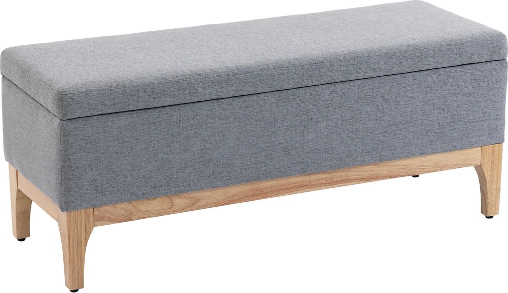 Banco com arrumação, baú com tampa removível em estilo escandinavo, em tecido de linho, 110 x 39 x 45 cm, cinzento