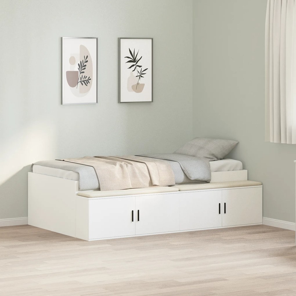 Estrutura de Cama com Armazenamento Branca 90x190 cm