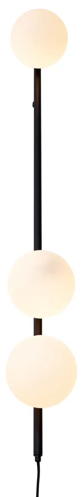 Candeeiro de Parede de Design Preto com Vidro Fosco 3-Luzes - Vertical Design