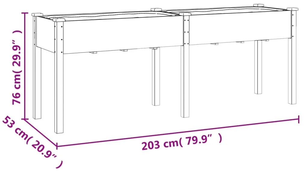 Vaso/floreira c/ forro 203x53x76 cm abeto maciço castanho