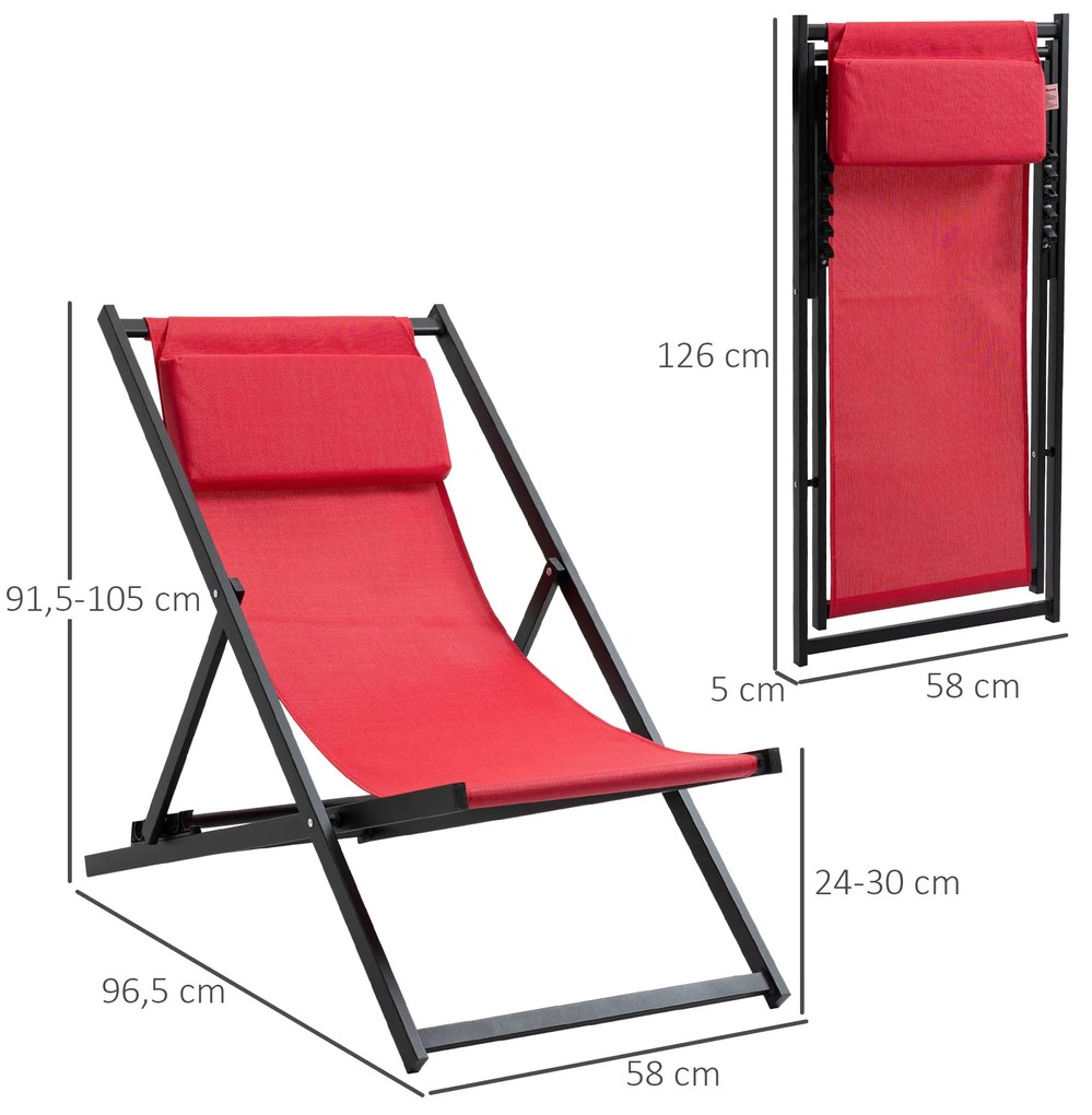 Conjunto de 2 Espreguiçadeiras Dobráveis com Encosto Reclinável em 5 P