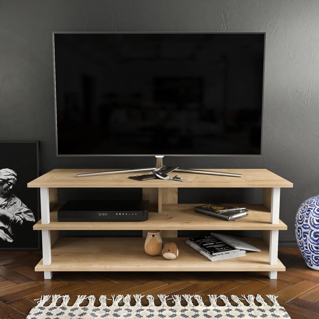 Suporte de TV Pueblo – Branco Carvalho – 120 cm x 44,6 cm x 47,4 cm