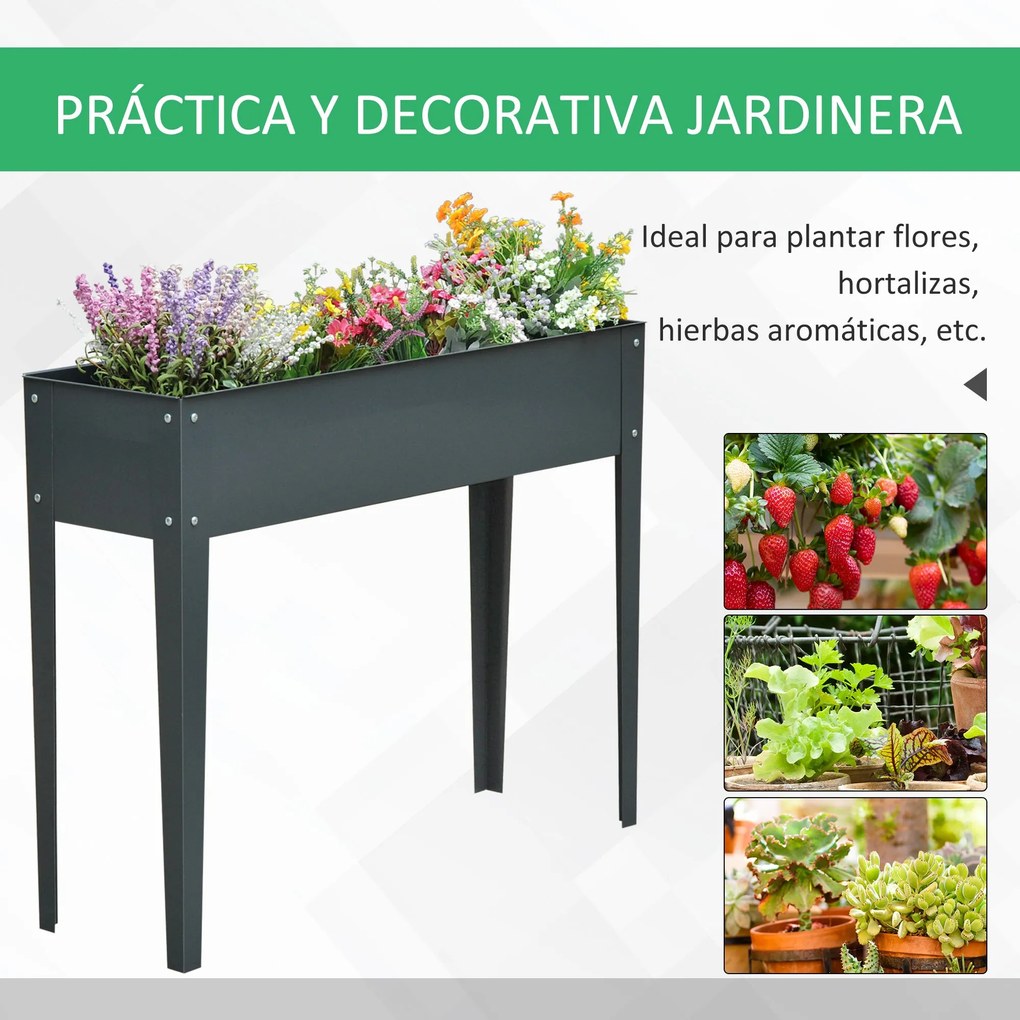 Outsunny Floreira Elevada Mesa para Cultivo Retangular para Plantas Ve