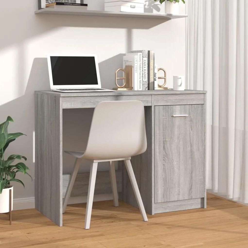 vidaXL Secretária 100x50x76 cm derivados de madeira cinzento sonoma