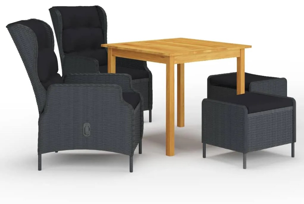vidaXL 5 pcs conjunto de jantar para jardim cinzento-escuro