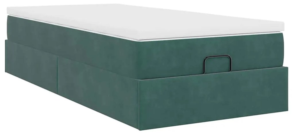 Estrutura de cama otomana vidaXL com colchão verde escuro Veludo