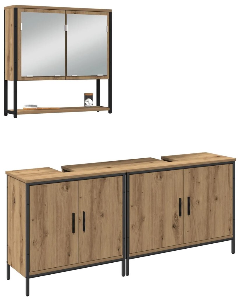 Conjunto de Móveis para Casa de Banho 3 Peças em Carvalho Artisan Made