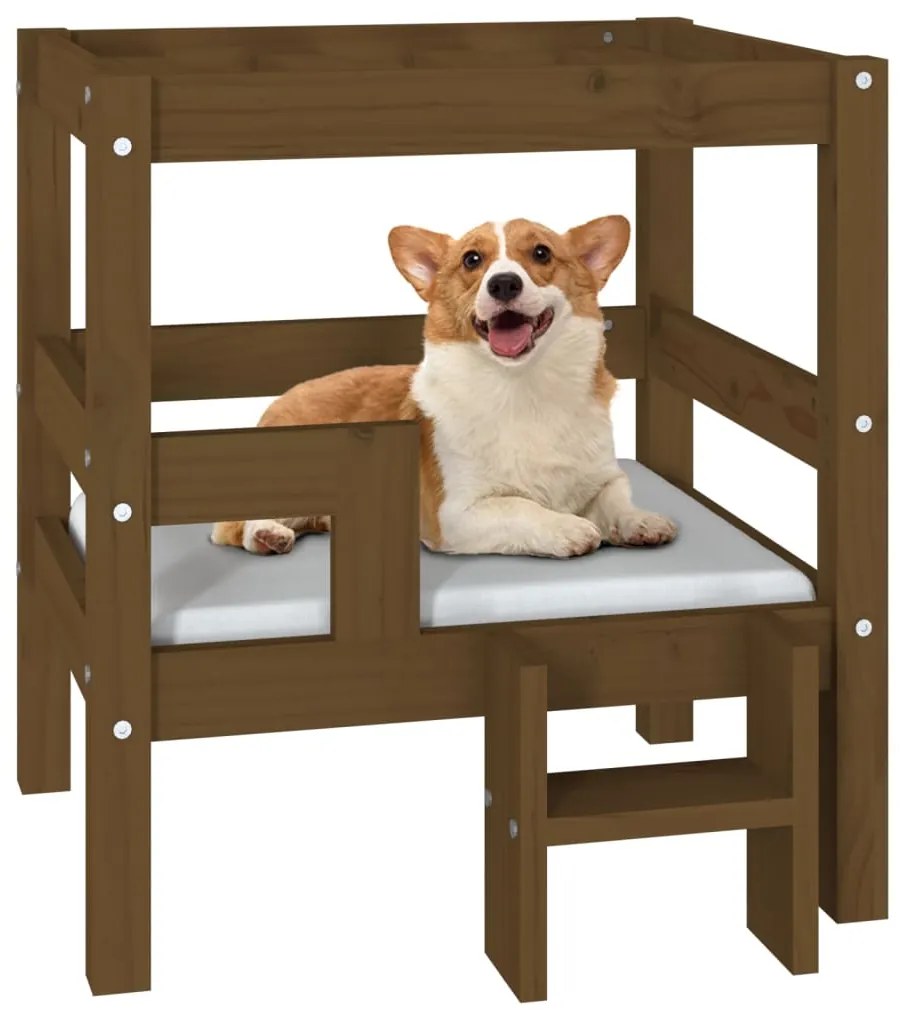 Cama para cães 55,5x53,5x60 cm pinho maciço castanho mel