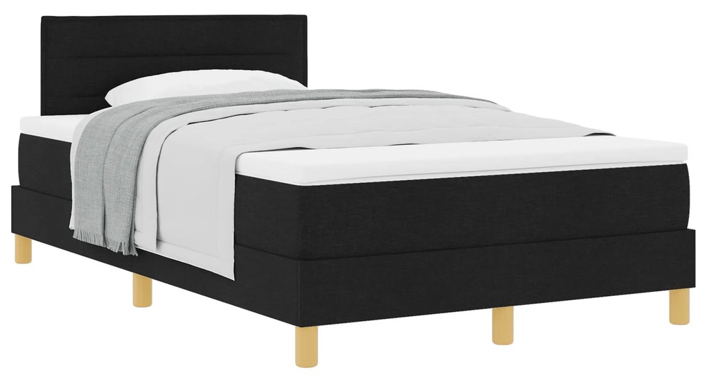 Cama Box Spring com Colchão Preto 120x190 cm Tecido