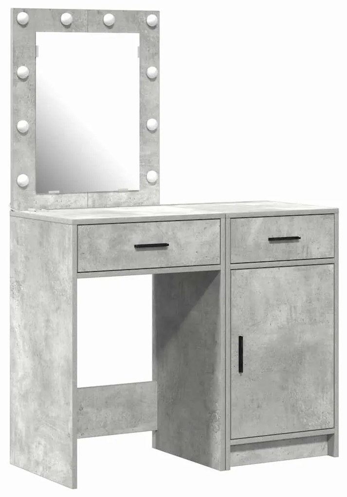 Conjunto de Mesa de Maquilhagem de 2 Peças com LED em Madeira de Engen