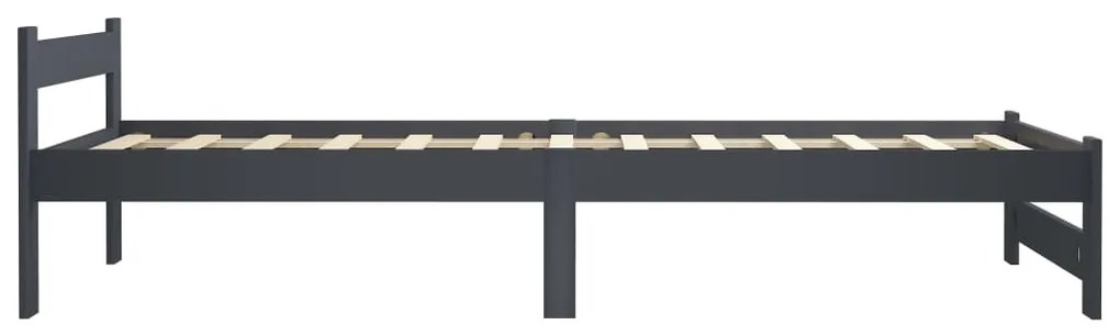 Estrutura de cama 100x200 cm pinho maciço cinzento-escuro