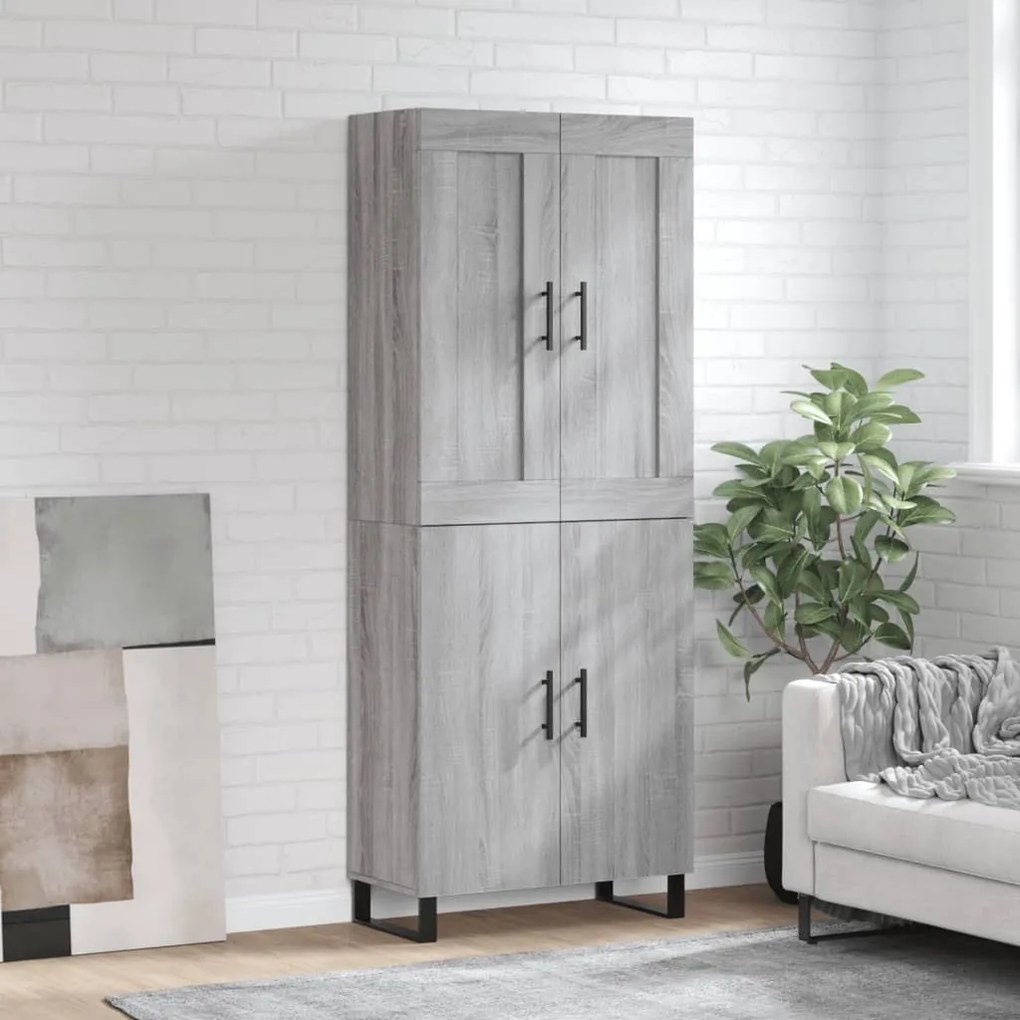 vidaXL Armário alto 69,5x34x180 cm derivados de madeira sonoma cinza