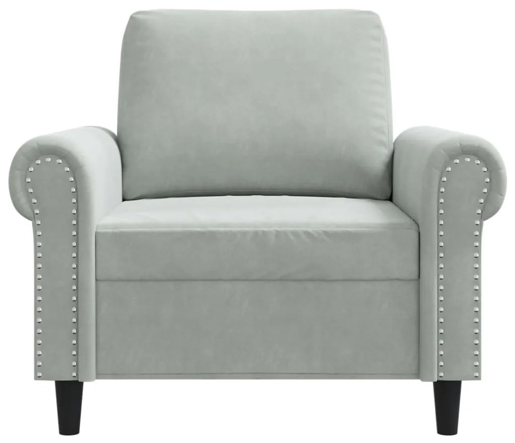 Poltrona 60 cm veludo cinzento-claro
