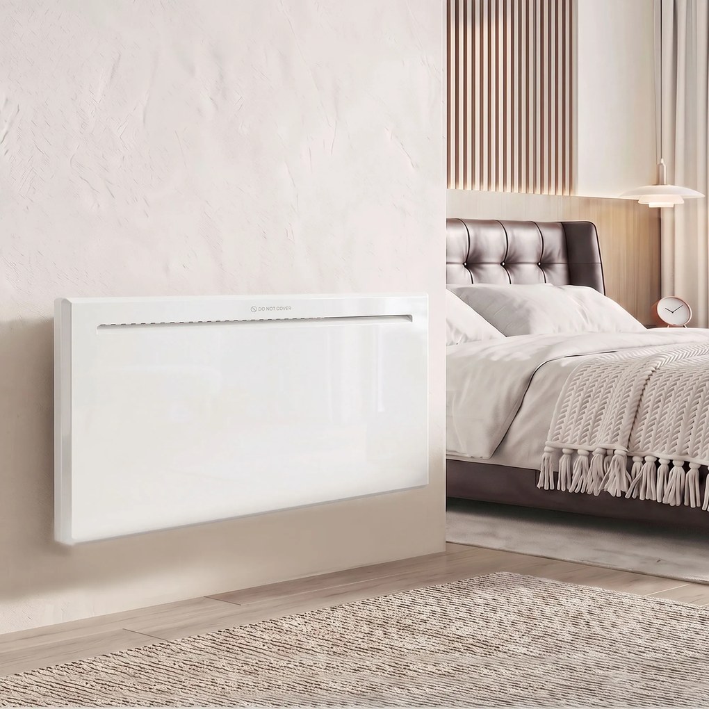 Aquecedor de Painel Inteligente 2000W, Parede ou Chão, Temporizador Semanal, Modo Janela Aberta e Anti-gelo, Branco
