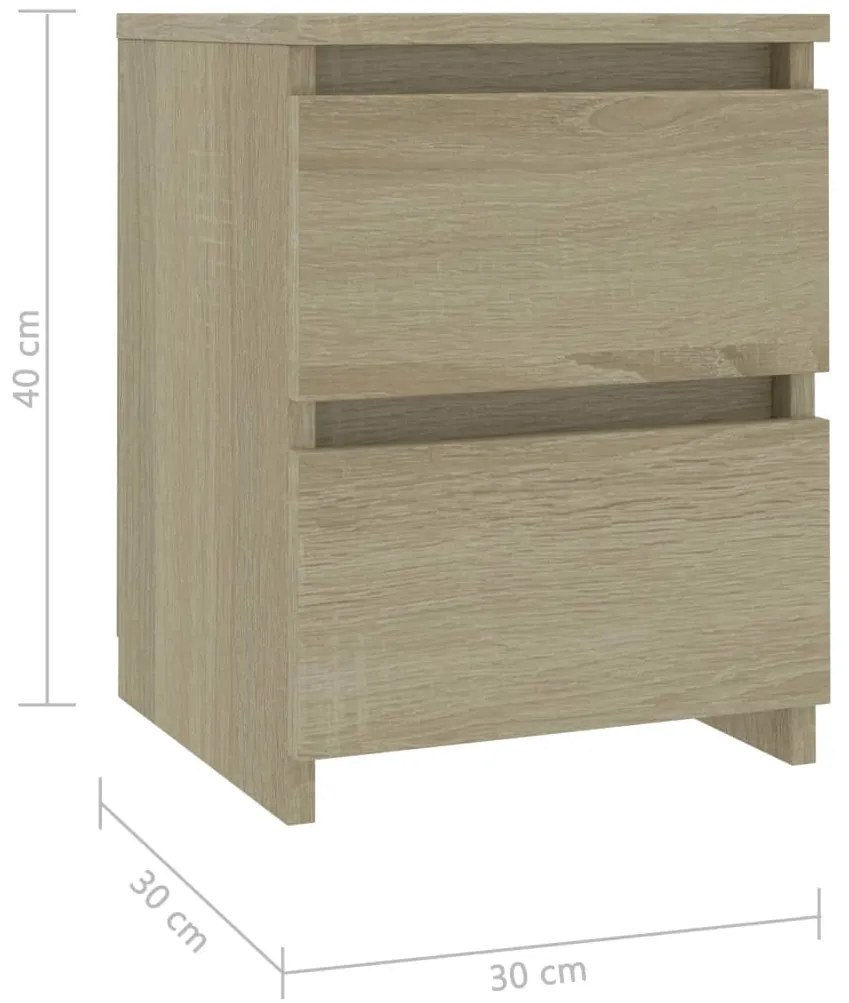 Mesa de cabeceira 30x30x40 cm contraplacado carvalho sonoma