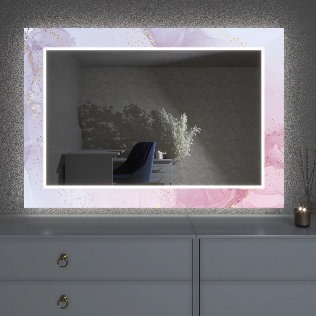Espelho LED com decoração D8