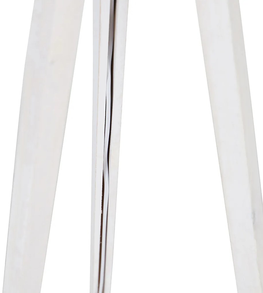 Candeeiro de pé tripé branco com abajur de tecido castanho claro 50cm - Tripod Classic Rústico ,Moderno