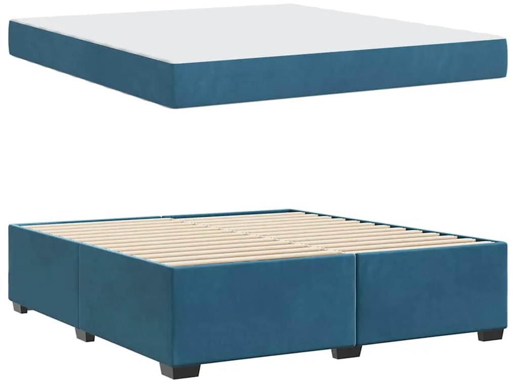 Estrutura de cama com colchão Azul escuro 180 x 200 cm Veludo