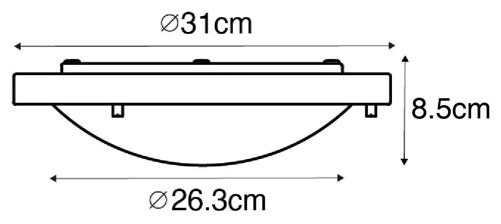 Candeeiro de teto moderno branco 31 cm IP44 - Yuma Moderno