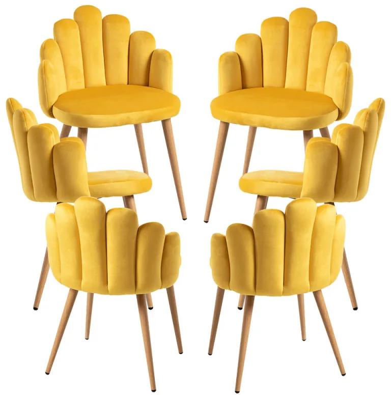 Pack 6 Cadeiras Hand Veludo - Amarelo