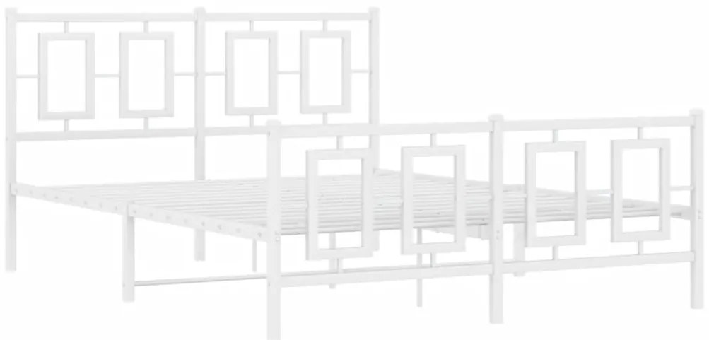 Estrutura de cama com cabeceira e pés 140x190 cm metal branco