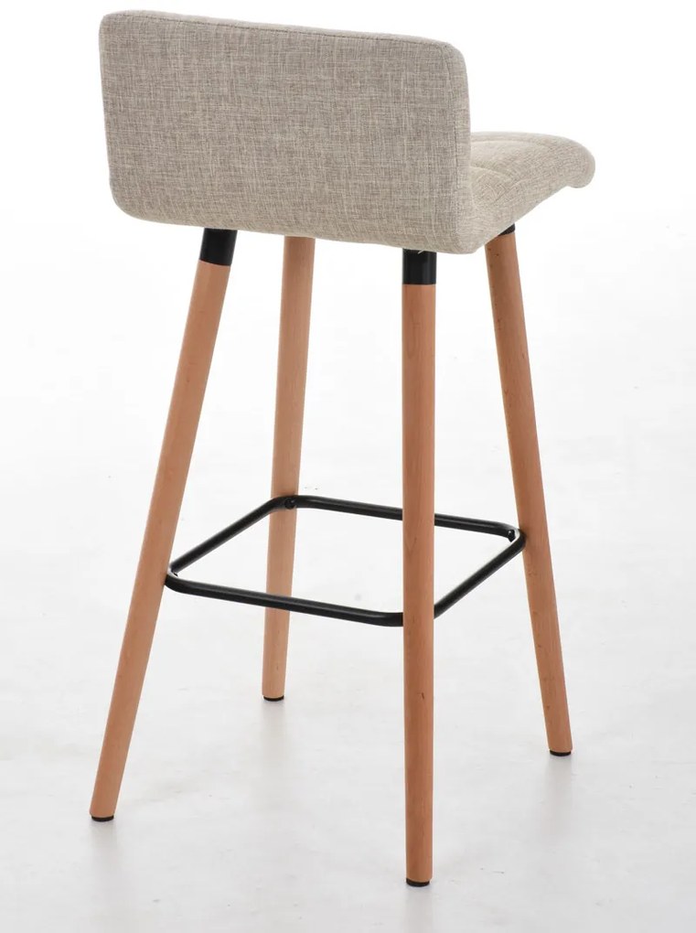 Banco de bar Lincoln em tecido 42 x 94 x 49 cm Creme