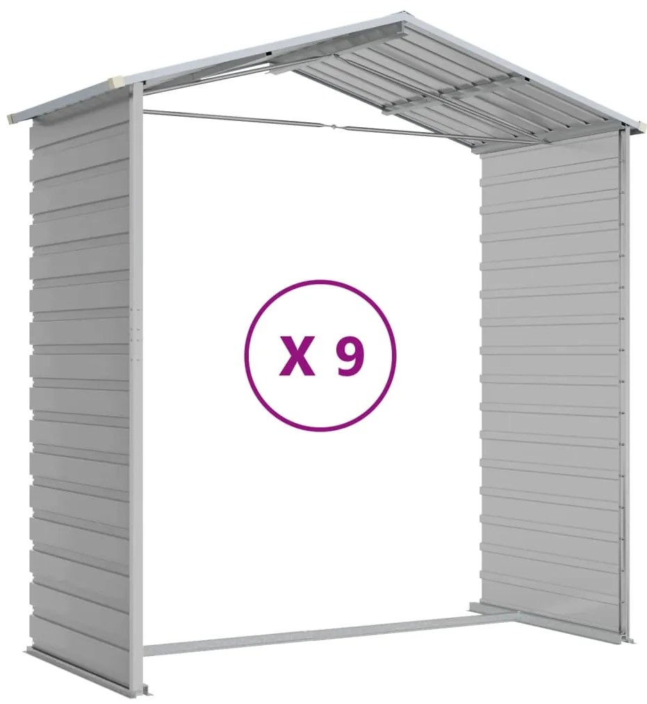 Abrigo de jardim 191x810x198 cm aço galvanizado cinzento-claro