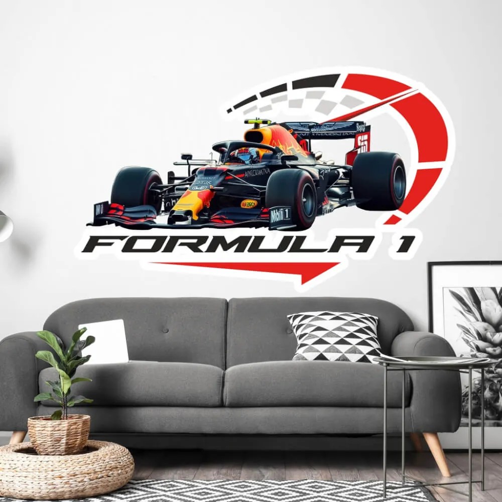 Autocolante de parede moderno por cima do sofá - Fórmula com velocímetro