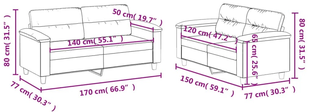 2 pcs conjunto de sofás c/ almofadões couro artificial cinzento