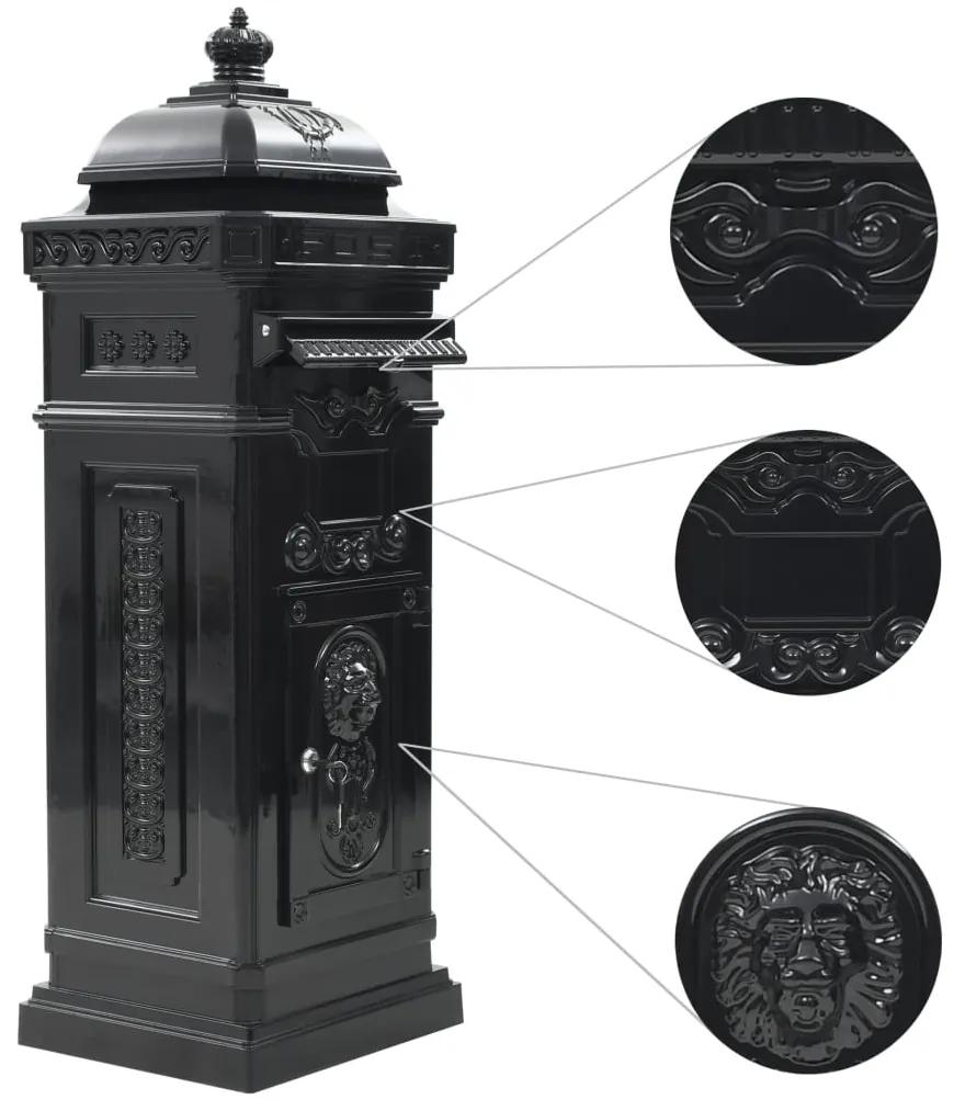 Caixa correio coluna estilo vintage alumínio inoxidável preto