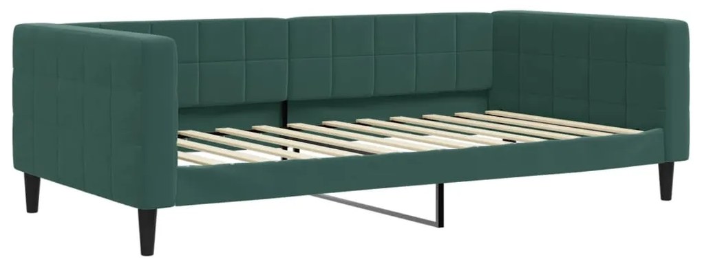 Sofá-cama c/ gavetão e gavetas 100x200 cm veludo verde-escuro