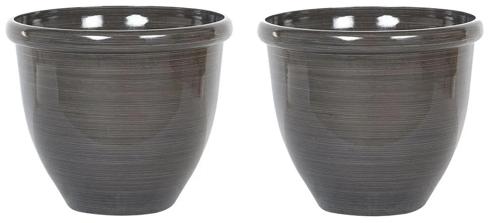 Conjunto de 2 vasos de plantas castanhos ⌀ 40 cm TESALIA Beliani