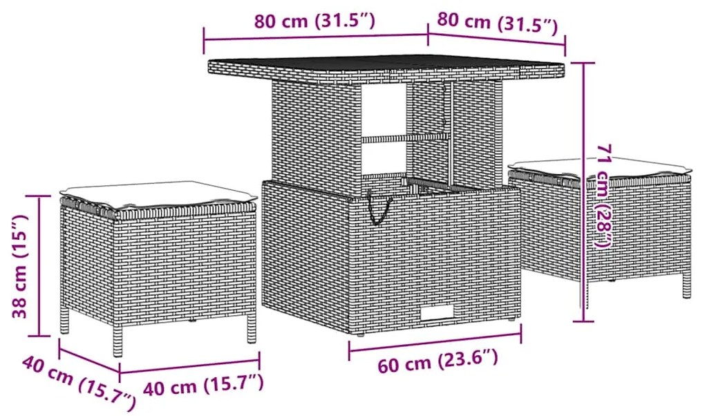 Conjunto de Sofá de Jardim 9 Peças com Almofadas Bege em Rattan Poliés
