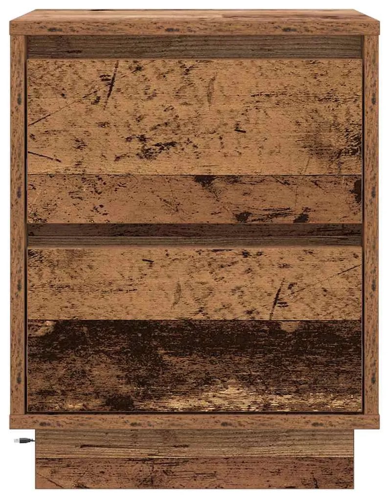 Mesas de Cabeceira com Luzes de LED 2 pcs Madeira Velha 39x34.5x50 cm