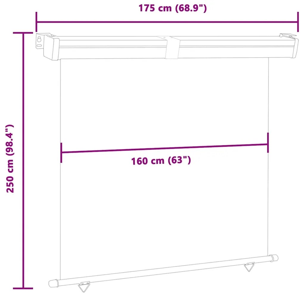 Toldo lateral para varanda 175x250 cm creme