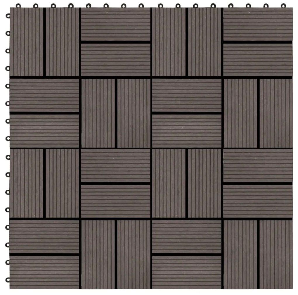 Ladrilhos de pavimento 22 pcs WPC 2m² 30x30 cm castanho-escuro