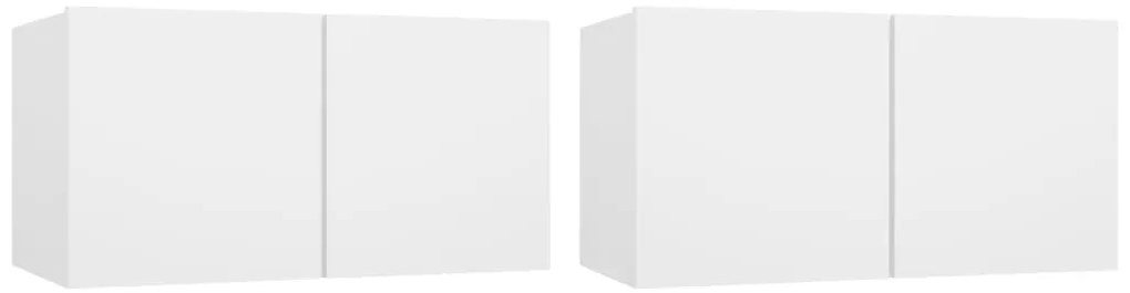 Conjunto móveis de TV 4 pcs madeira processada branco