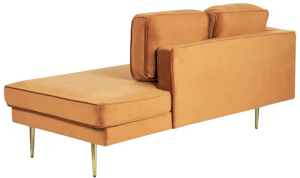 Chaise-longue à esquerda em veludo laranja MIRAMAS Beliani