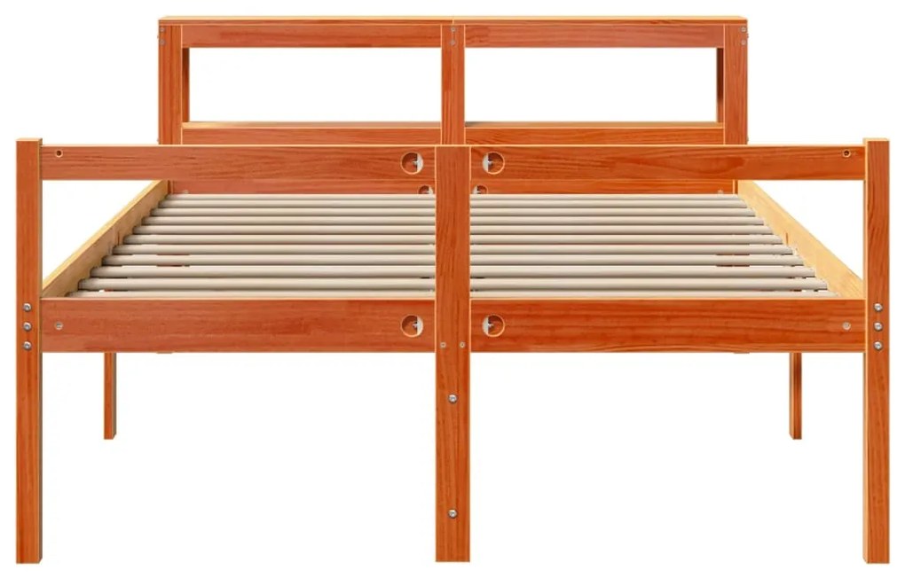 Estrutura cama c/ cabeceira 120x200cm pinho maciço castanho-mel